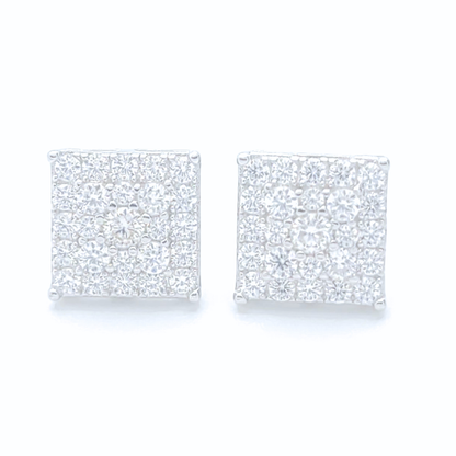 Moissanite Square Earrings Pavé Studs