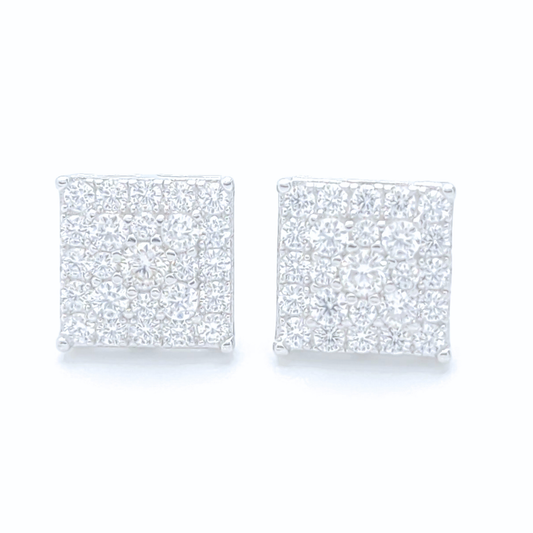 Moissanite Square Earrings Pavé Studs