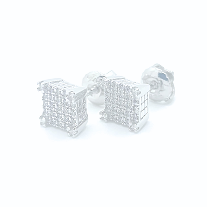 Moissanite Square Earrings Pavé Studs