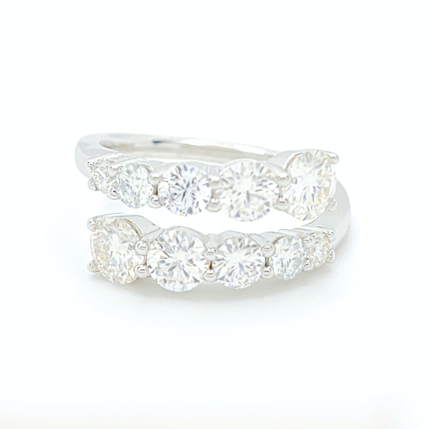 Moissanite Engagement CrossBand Ring