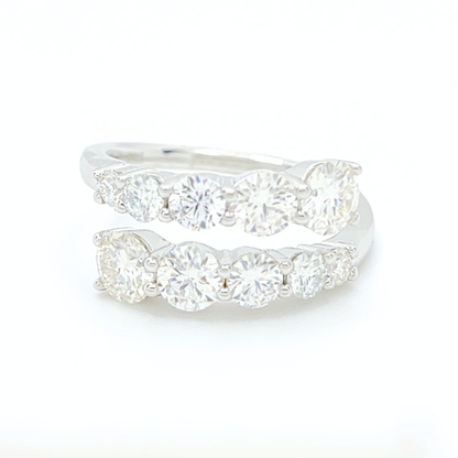 Moissanite Engagement CrossBand Ring