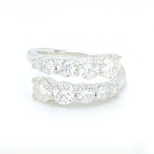 Moissanite Engagement CrossBand Ring