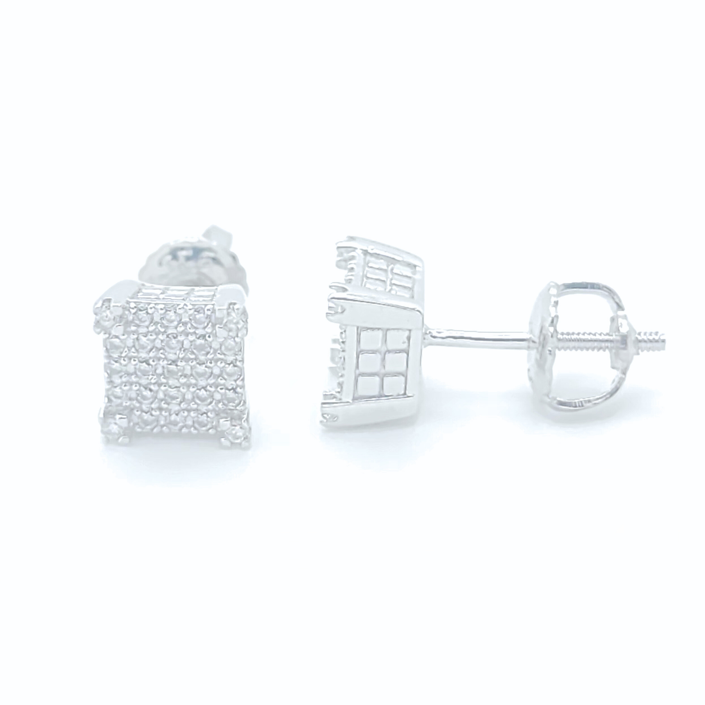 Moissanite Square Earrings Pavé Studs