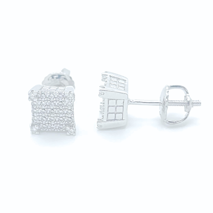 Moissanite Square Earrings Pavé Studs