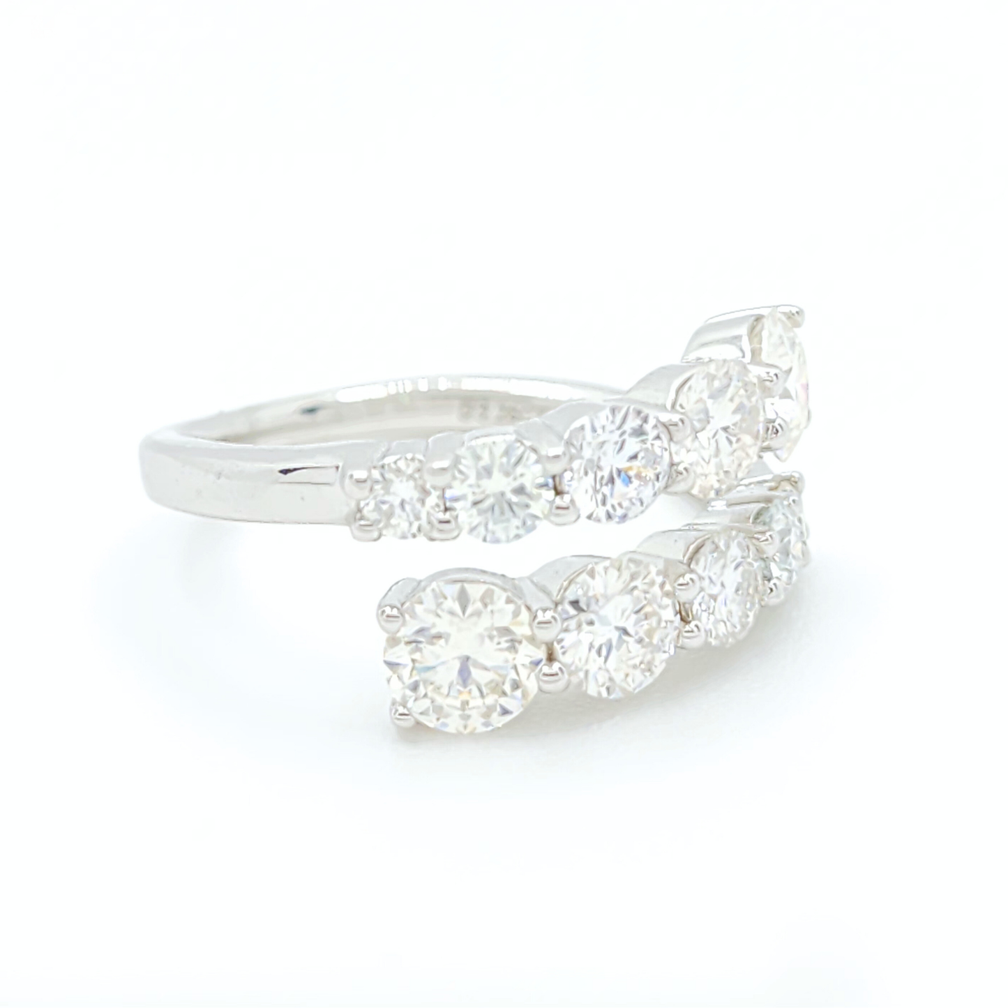 Moissanite Engagement CrossBand Ring