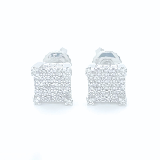 Moissanite Square Earrings Pavé Studs