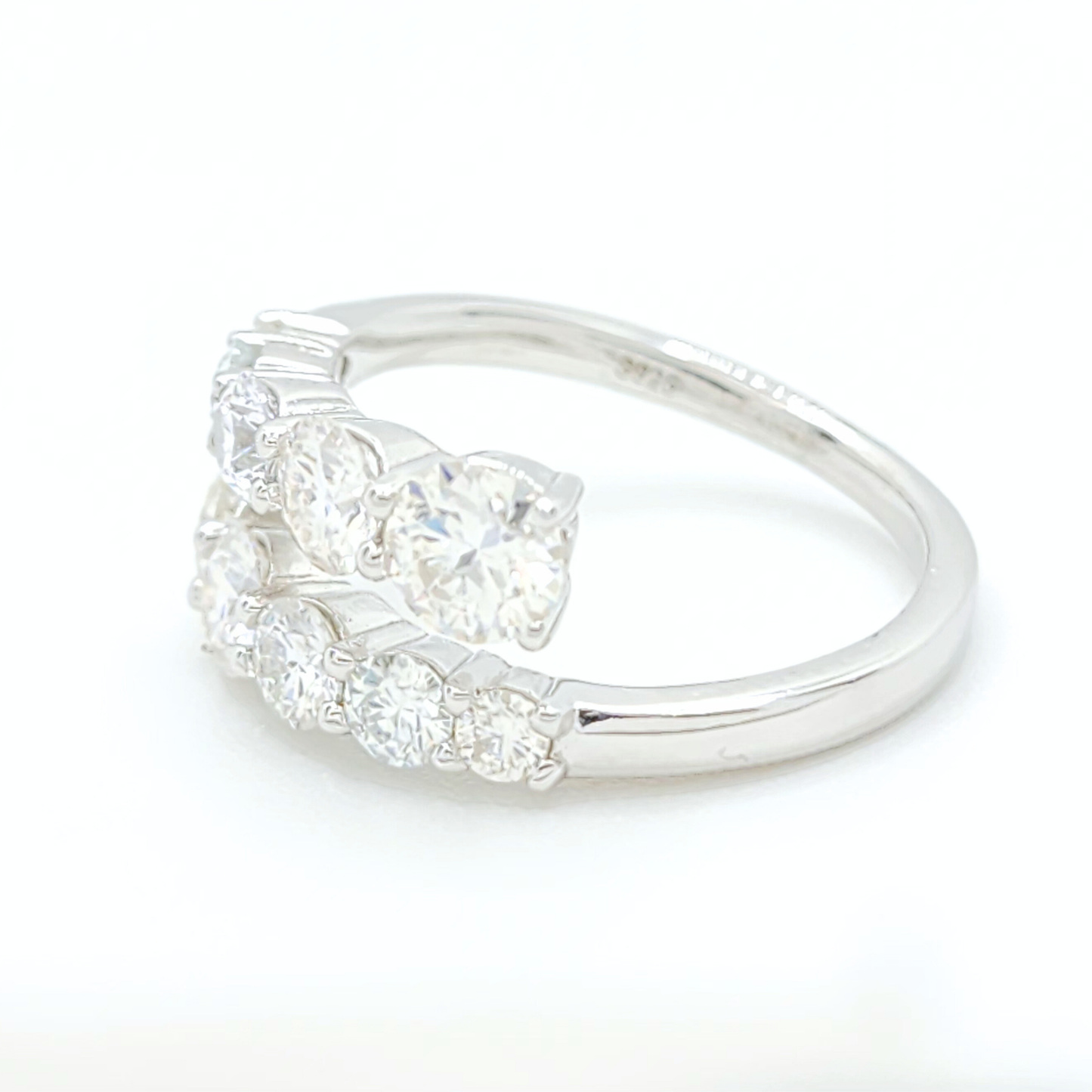 Moissanite Engagement CrossBand Ring