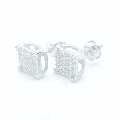 Moissanite Earrings Square Pavé