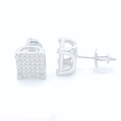 Moissanite Earrings Square Pavé