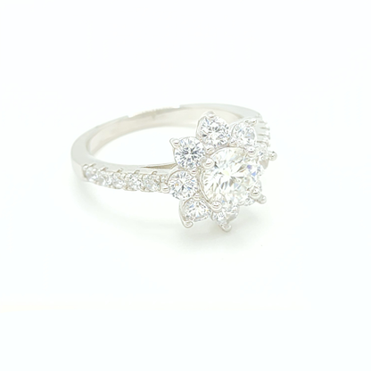 1ct Moissanite Engagement Flower Ring