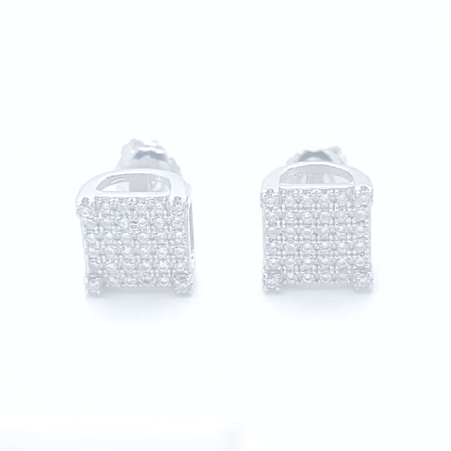 Moissanite Earrings Square Pavé