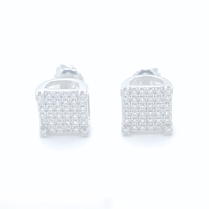 Moissanite Earrings Square Pavé