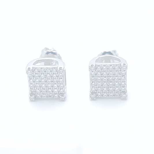 Moissanite Earrings Square Pavé