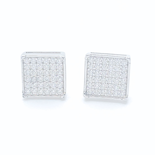 Moissanite Earrings Square Pavé Studs