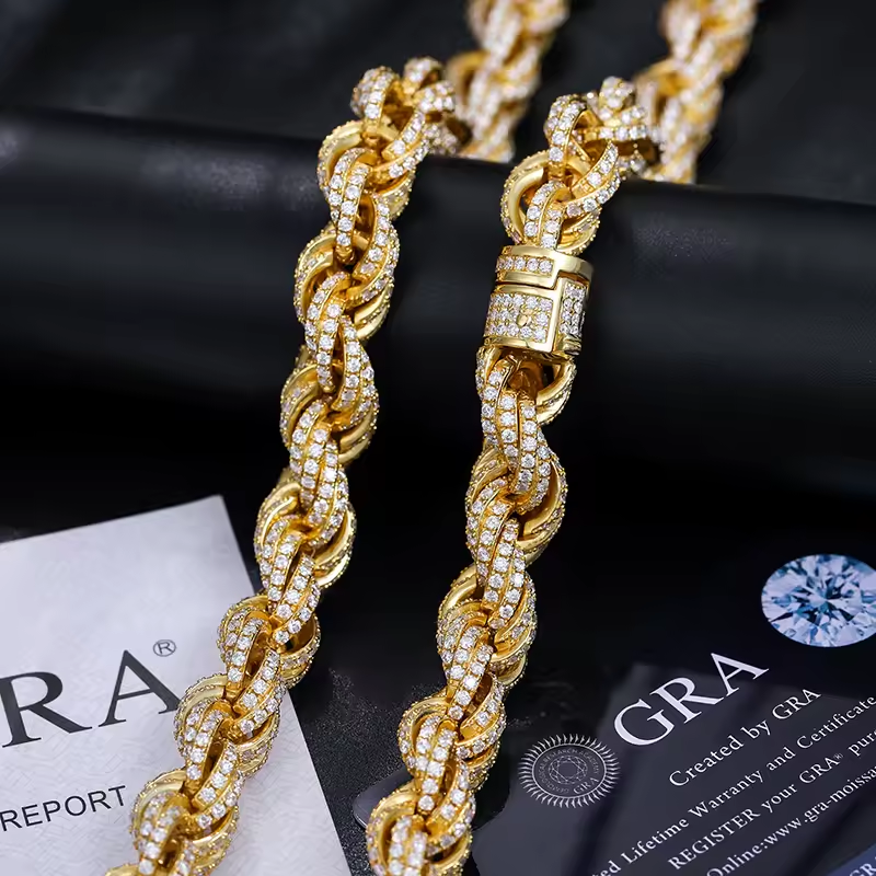 8mm Moissanite Silver Rope Bracelet