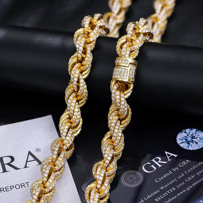 8mm Moissanite Silver Rope Bracelet