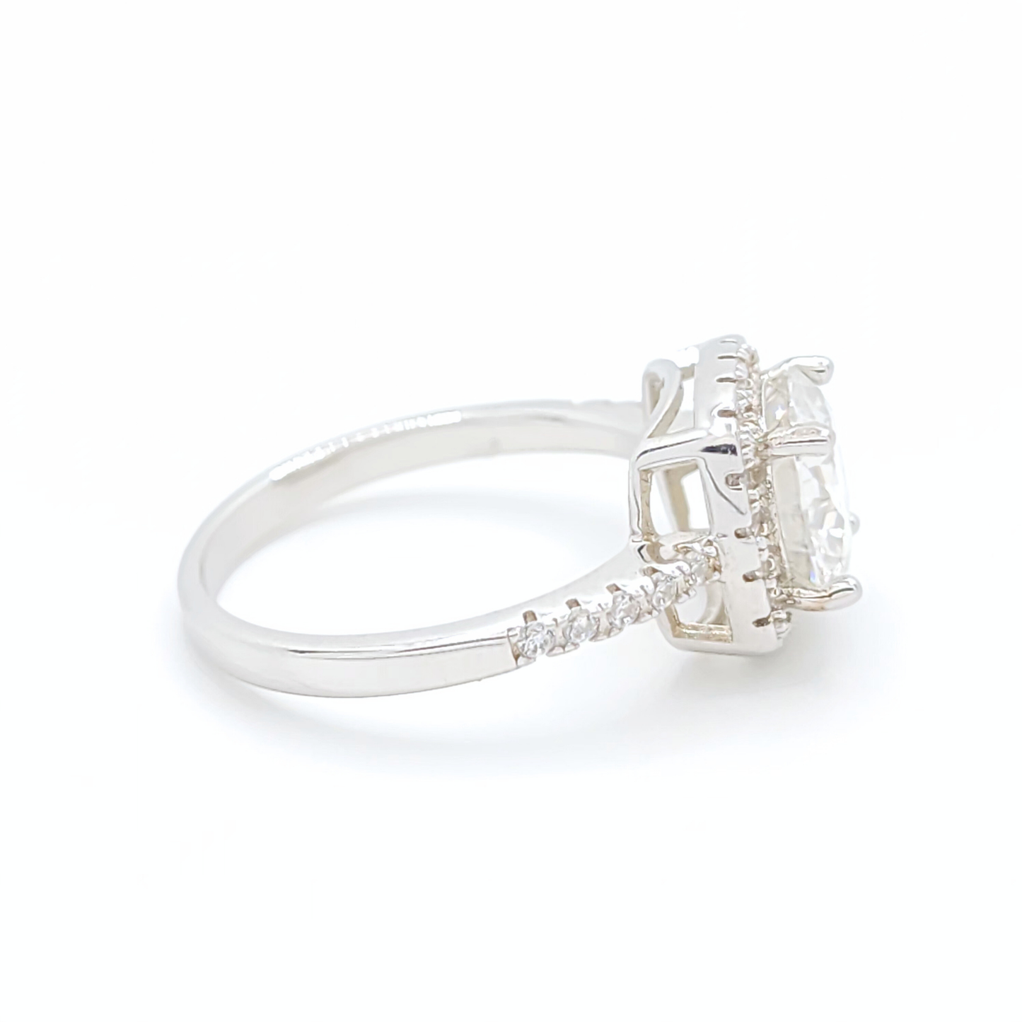 3ct Moissanite Engagement Cushion Halo Ring