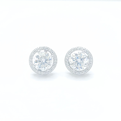 Moissanite Halo Stud Earrings