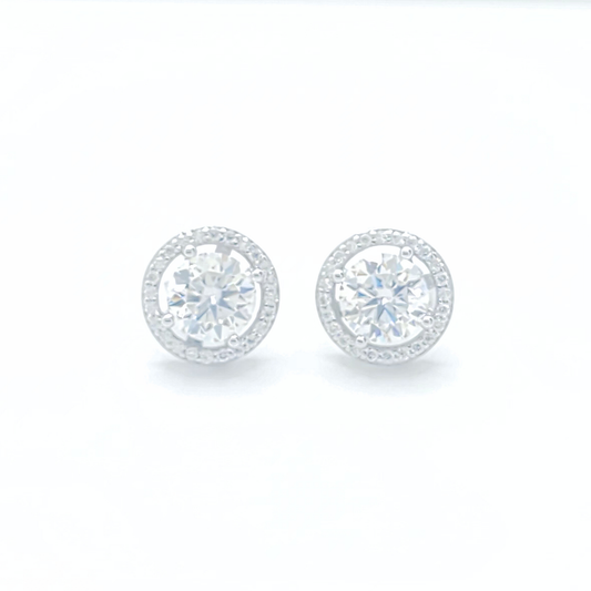Moissanite Halo Stud Earrings