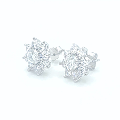 0.5ct Moissanite Sparkling Floral Earrings