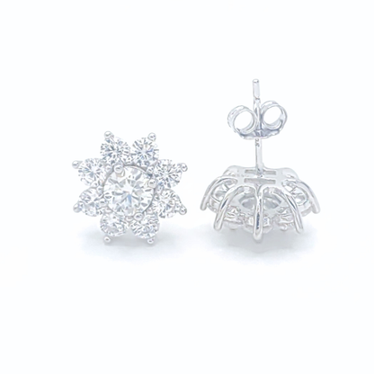 0.5ct Moissanite Sparkling Floral Earrings