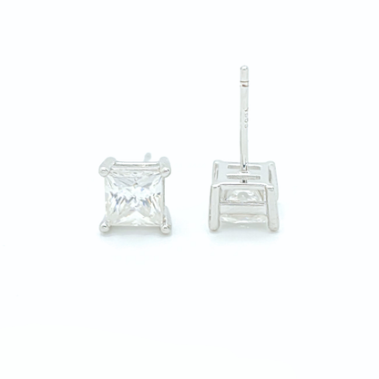 Moissanite Princess Stud Earrings