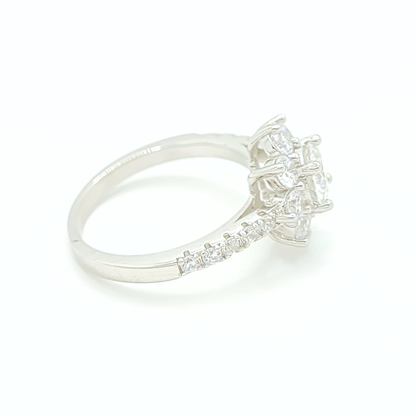 1ct Moissanite Engagement Flower Ring