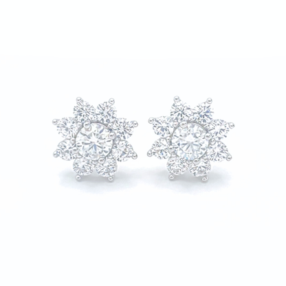 0.5ct Moissanite Sparkling Floral Earrings