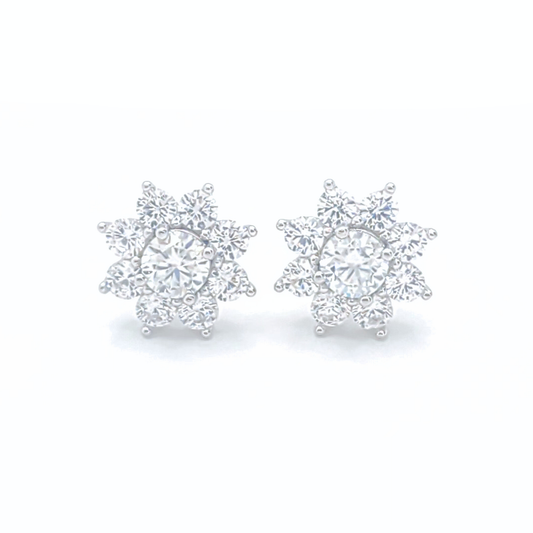 0.5ct Moissanite Sparkling Floral Earrings