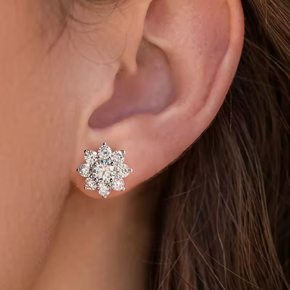 0.5ct Moissanite Sparkling Floral Earrings