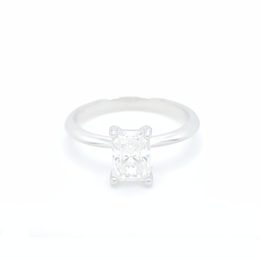 1ct Moissanite Emrald Solitaire Ring