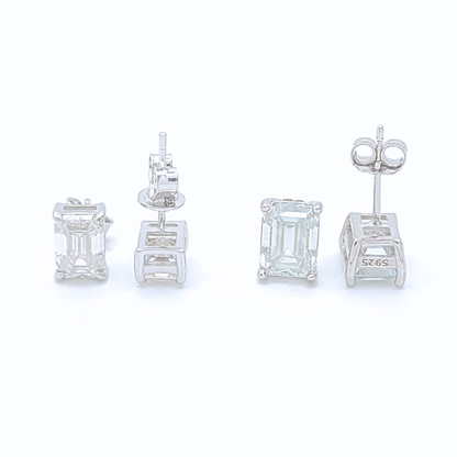 Moissanite Emrald Stud Earrings