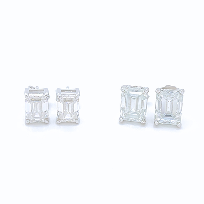Moissanite Emrald Stud Earrings