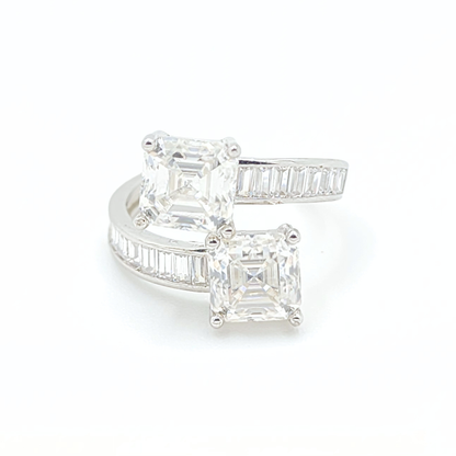 Moissanite Twin Asscher Ring