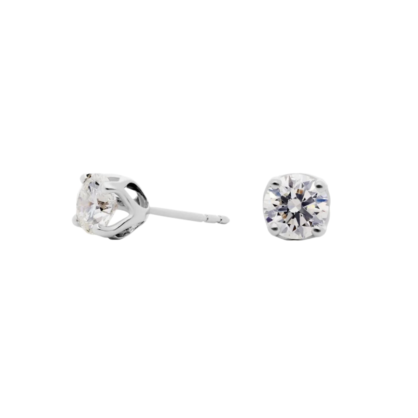 Round Cut Lab Diamond Tulip Stud Earrings 10k Gold