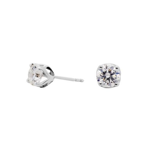 Round Cut Lab Diamond Tulip Stud Earrings 10k Gold