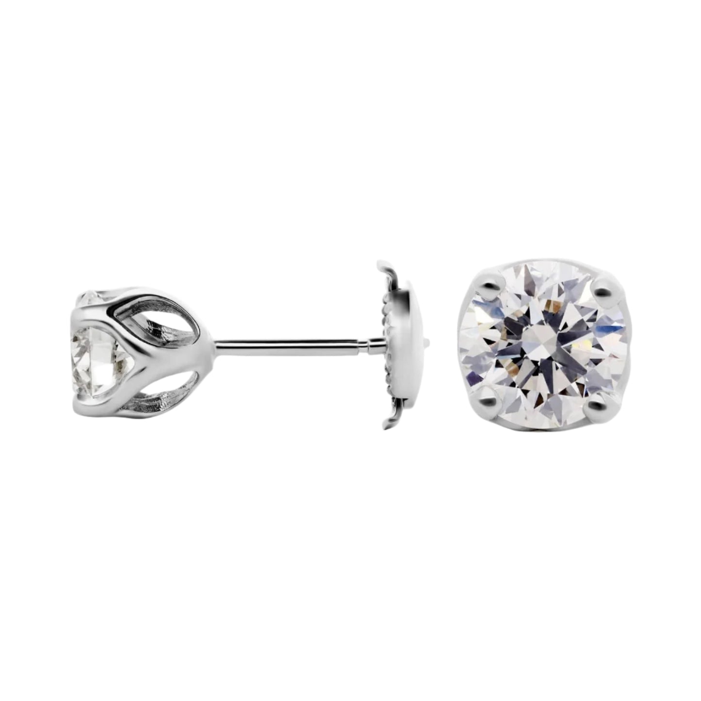 Round Cut Lab Diamond Tulip Stud Earrings 10k Gold