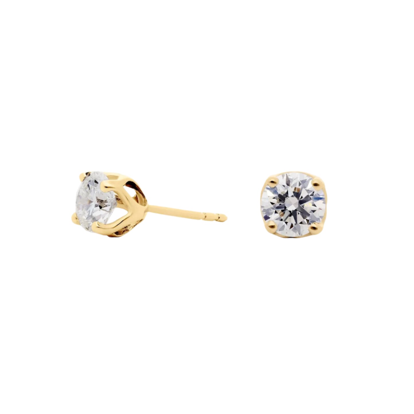 Round Cut Lab Diamond Tulip Stud Earrings 10k Gold