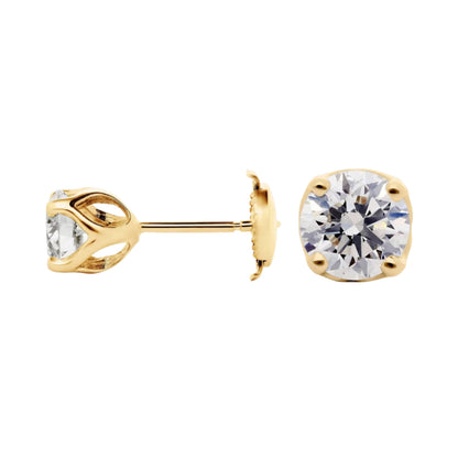 Round Cut Lab Diamond Tulip Stud Earrings 10k Gold