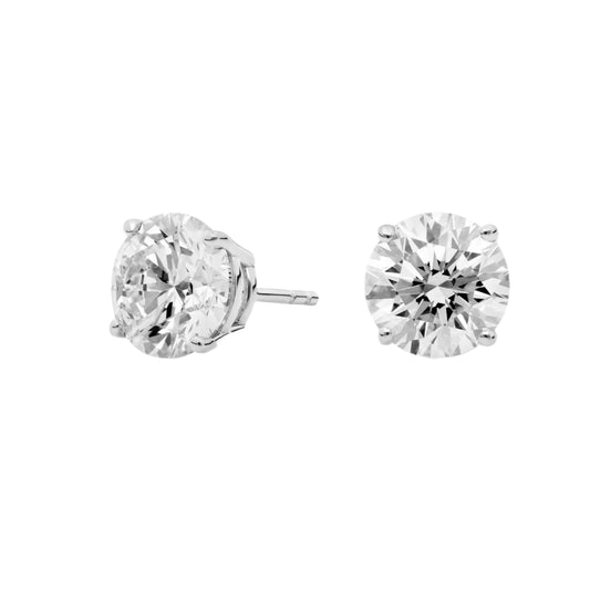 Four Prong Round Cut Lab Diamond Stud Earrings 10k Gold