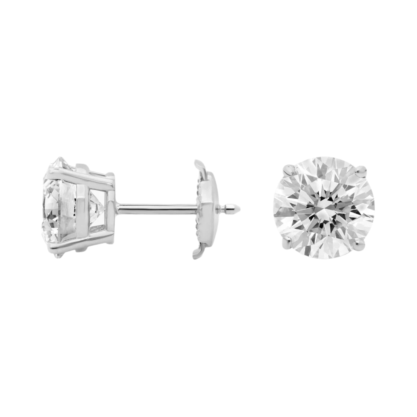 Four Prong Round Cut Lab Diamond Stud Earrings 10k Gold