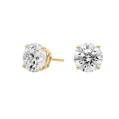 Four Prong Round Cut Lab Diamond Stud Earrings 10k Gold