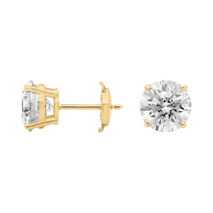 Four Prong Round Cut Lab Diamond Stud Earrings 10k Gold