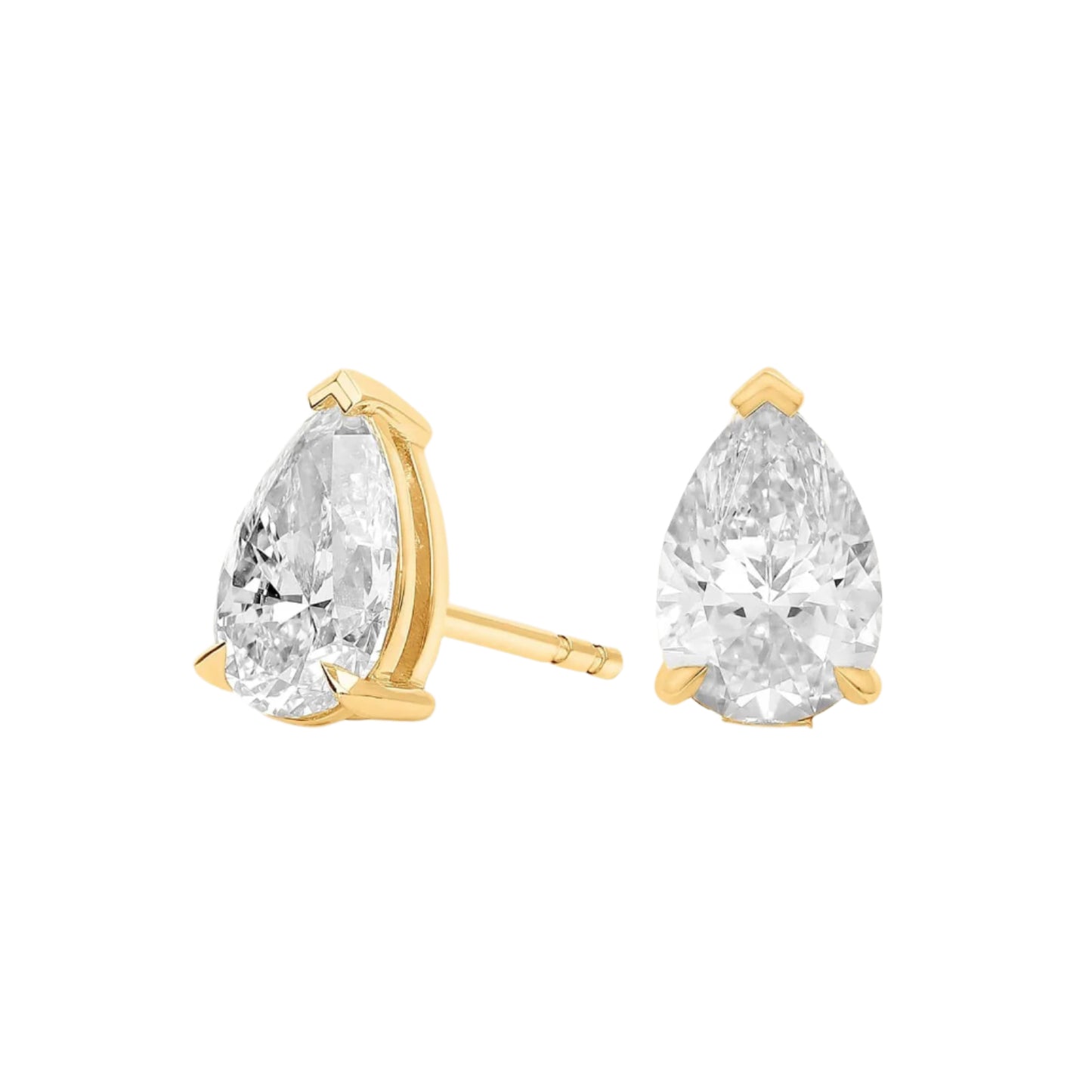 Pear Cut Lab Diamond Stud Earrings 10k Gold