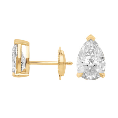 Pear Cut Lab Diamond Stud Earrings 10k Gold