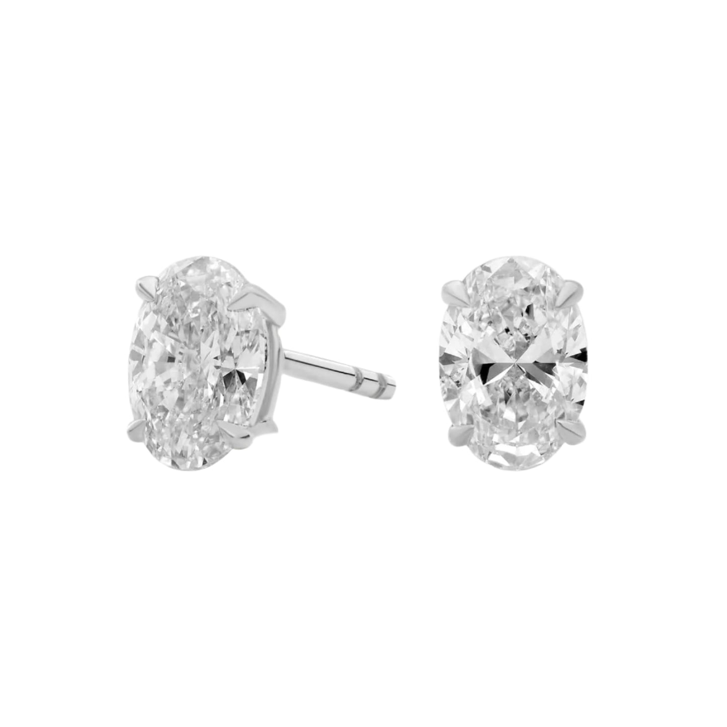 Oval Cut Lab Diamond Stud Earrings 10K Gold