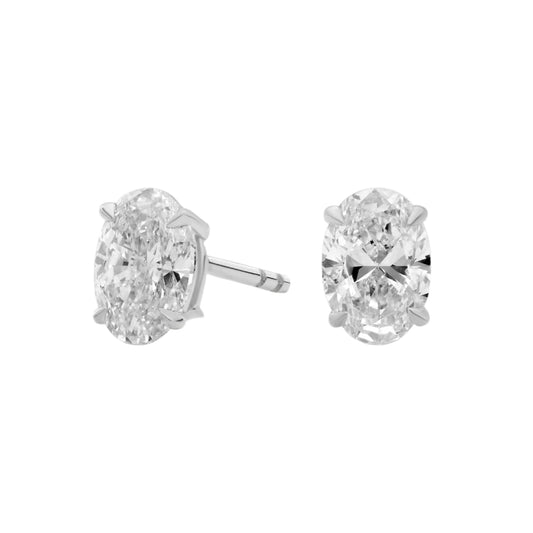 Oval Cut Lab Diamond Stud Earrings 10K Gold