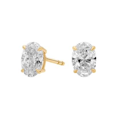 Oval Cut Lab Diamond Stud Earrings 10K Gold