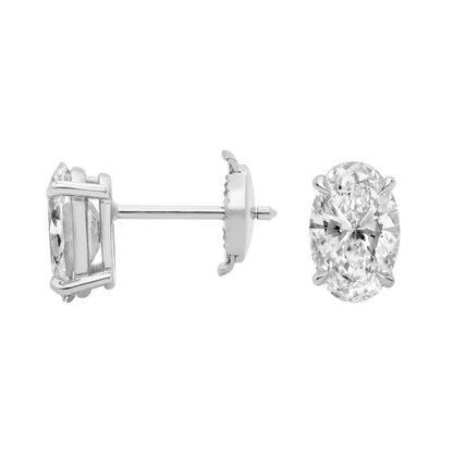Oval Cut Lab Diamond Stud Earrings 10K Gold