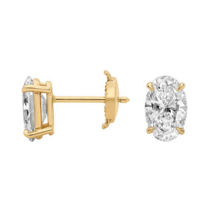 Oval Cut Lab Diamond Stud Earrings 10K Gold